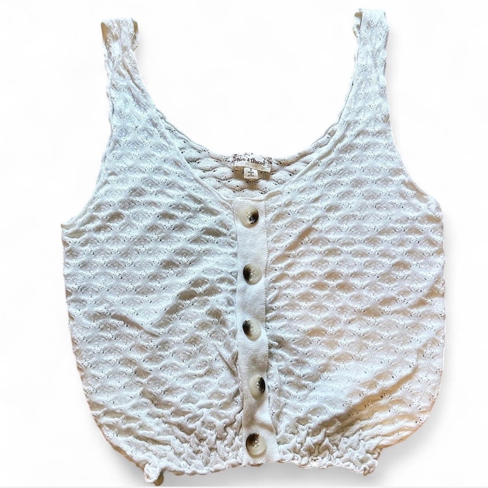 Hem & Thread Textured White Tank Top